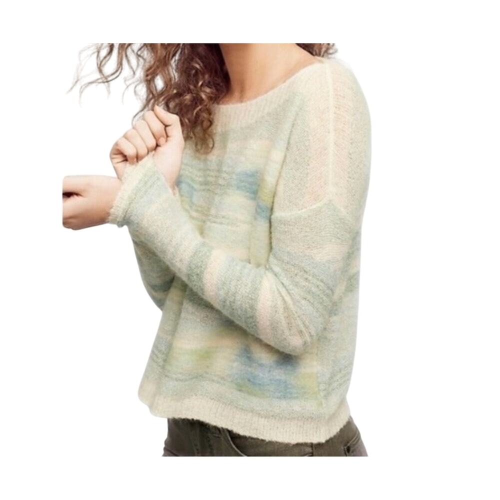 Anthropologie Troubadour Frosted Horizon Sea Blue Alpaca Blend Knit Sweater